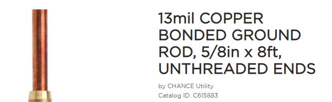 Cu Ground Rd 5/8inx8ft